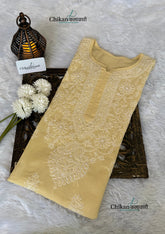 Yamila Voile Cotton Chikankari kurti - Beige