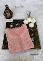 Yamila Voile Cotton Chikankari kurti - Mauve