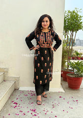 Aalia Cotton Multi Black Chikankari Kurti