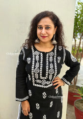 Aalia Cotton Black Chikankari Kurti