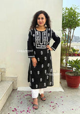 Aalia Cotton Black Chikankari Kurti