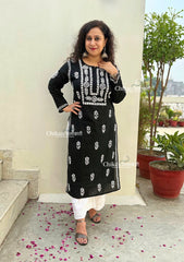Aalia Cotton Black Chikankari Kurti