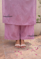 Adah Cotton Chikankari Kurti Set - Light Purple