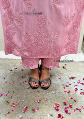 Ahaana Rayon Chikankari Kurti Set - Pastel Pink