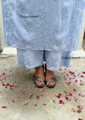 Ahaana Rayon Chikankari Kurti Set - Powder Blue