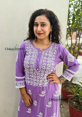 Arzoo Rayon Chikankari Kurti Set - Lavender