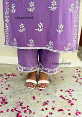 Arzoo Rayon Chikankari Kurti Set - Lavender