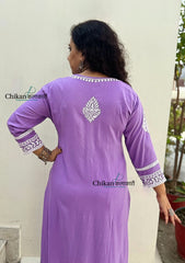Arzoo Rayon Chikankari Kurti Set - Lavender