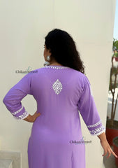 Ayat Rayon Chikankari Kurti Set - Lavender