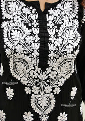 Faiza Modal Chikankari Kurti & Palazzo Set -Black