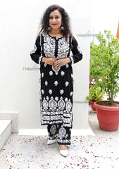 Faiza Modal Chikankari Kurti & Palazzo Set -Black