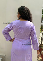Firoza Cotton Chikankari Kurti - Lavender