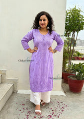 Fiza Cotton Chikankari Kurti - Purple