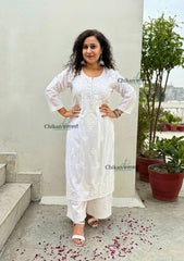 Fiza Cotton Chikankari Kurti - White