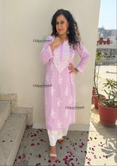 Gauhar Cotton Chikankari kurti - Purple