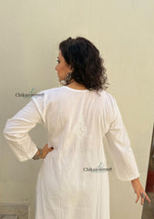 Geet Cotton Chikankari Kurti - White