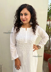 Geet Cotton Chikankari Kurti - White