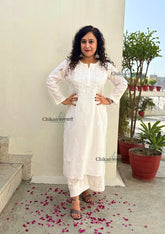 Geet Cotton Chikankari Kurti - White