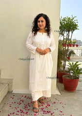 Geet Cotton Chikankari Kurti - White