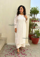 Geet Cotton Chikankari Kurti - White