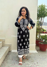Haseena Modal Chikankari Kurti - Black