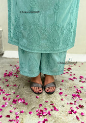 Heer Cotton Chikankari Kurti Set - English Green