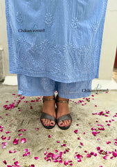 Heer Cotton Chikankari Kurti Set - Powder Blue