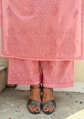 Heer Cotton Chikankari Kurti Set - Pastel Pink