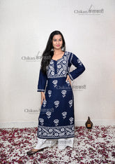 Hoor Modal Chikankari Kurti Front | lucknowi chikankari kurti | lakhnavi kurta | chicken curry kurti | lakhnavi kurti