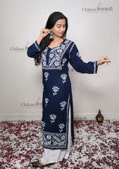 Hoor Modal Chikankari Kurti Side | lucknow chikan kurti | house of chikankari | chicken curry kurti | lakhnavi kurta