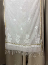 Off-White Chanderi Chikankari Dupatta