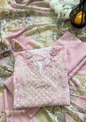 Ibaadat Pink Cotton Straight Suit Set With Dupatta