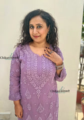Inaaya Viscose Chikankari Kurti - Purple