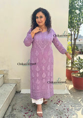 Inaaya Viscose Chikankari Kurti - Purple