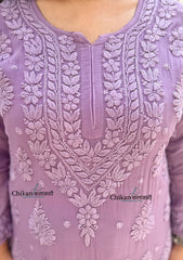 Inaaya Viscose Chikankari Kurti - Purple