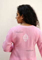Iqra Rayon Chikankari Kurti - Pink