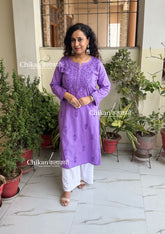 Ira Cotton Chikankari Kurti - Lavender