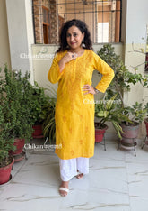 Ira Cotton Chikankari Kurti - Yellow