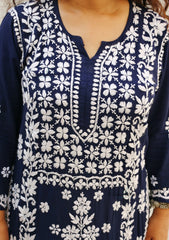 Jannat Blue Modal Chikankari Kurti