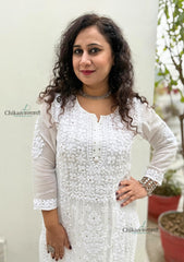 Jannat White Viscose Chikankari Kurti