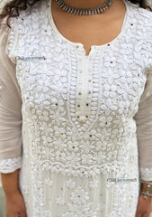 Jannat White Viscose Chikankari Kurti