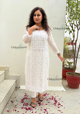 Jannat White Viscose Chikankari Kurti