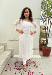Jannat White Viscose Chikankari Kurti