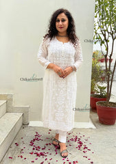 Jannat White Viscose Chikankari Kurti