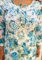 Jhalak Blue Mulmul Chikankari kurti