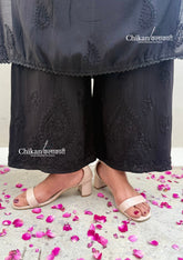 Kashish Rayon Chikankari Palazzo - Black