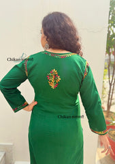 Kaynaat Cotton Multi Chikankari Kurti - Green