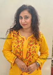 Kaynaat Cotton Multi Chikankari Kurti - Yellow