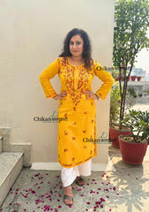 Kaynaat Cotton Multi Chikankari Kurti - Yellow
