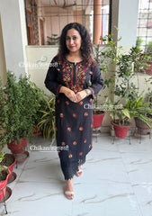 Kaynaat Cotton Multi Chikankari Kurti - Black